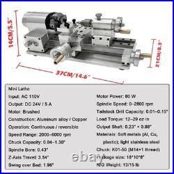 110V 80W DIY Mini Lathe Multifunctional Home Woodworking Lathe 2000-6000RPM