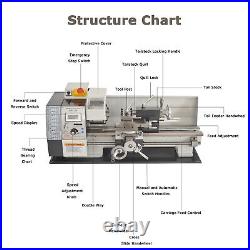 110V 900W Mini Metal Lathe Bench Metric Precision Metalworking Machine WM210V