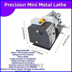110V Small Precision Metal Processing Lathe Three-jaw Chuck Lathe 50-2500RPM