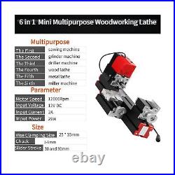 12000RPM 6 in 1Multipurpose Mini Lathe, Versatile Metal Lathe Tool, Motorized