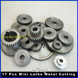 17 Pcs Mini Lathe Metal Cutting Machine Parting Tool Set Exchange Gears Working