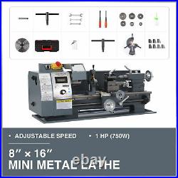 1hp 8x16 2250rpm Mini Metal Lathe w 3-Jaw Chuck for Metalwork Woodworking 750W