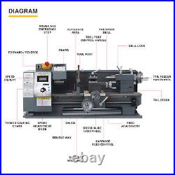 1hp 8x16 2250rpm Mini Metal Lathe w 3-Jaw Chuck for Metalwork Woodworking 750W