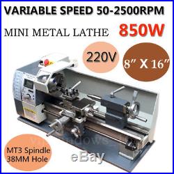 220V 850W Mini Metal Steel Lathe Machine Variable Speed 3 Jaw 8X16'' Precision