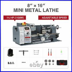 2250rpm Mini Metal Lathe w 1100W Brushless Motor for Woodworking More 8x16 Inch