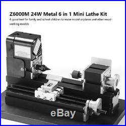 24W 20000rpm 6 in 1 Mini Metal Lathe Machine DIY Lathe Kit with US Power Cord