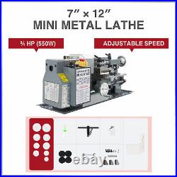 3/4 HP 7x12 2250rpm Mini Lathe Machine with Brushed Motor 3-Jaw Chuck and More