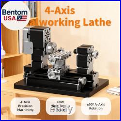 4-Axis All-Metal Micro Lathe, High-Power 60W Mini Lathe for Metalworking Gold
