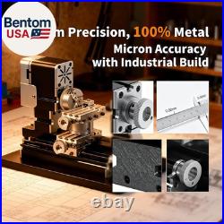 4-Axis All-Metal Micro Lathe, High-Power 60W Mini Lathe for Metalworking Gold