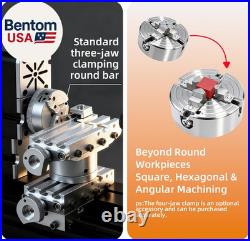 4-Axis All-Metal Micro Lathe, High-Power 60W Mini Lathe for Metalworking Gold