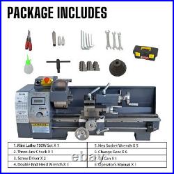 50-2500RPM 8''x 16'' 750W Mini Metal Lathe Bench Variable-Speed Woodworking