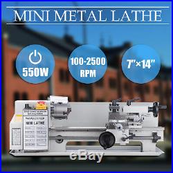 550W 7 x 14Mini Metal Lathe Machine Variable Speed 0-2500 RPM High Precision
