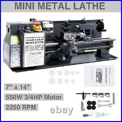 550W 7 x 14Mini Metal Lathe Machine Variable Speed 2250 RPM DC Motor Iron Body