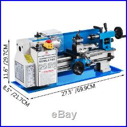 550W 7X12 Precision Mini Metal Lathe withLamp Metalworking 3-Jaw Chuck Bench Top