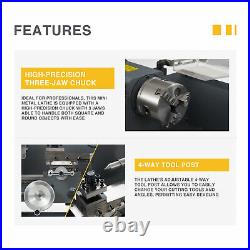 550W 7x12 Inch 2250rpm Mini Metal Lathe w Brushed Motor for Metalwork and More