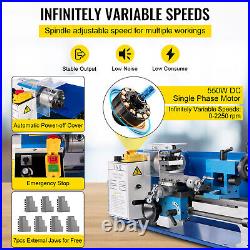 550W 7x12 Metal Mini Lathe Luxury Accessory Package 50-2500RPM Variable Speed