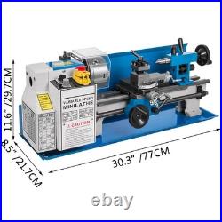 550W Bench Top Mini Metal Lathe 7x14in 50-2500 RPM Nylon Gear Precision