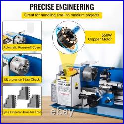 550W Metal Lathe 7x12Precision Bench Top Mini Metal Lathe 50-2500RPM Nylon Gear