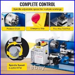 550W Metal Lathe 7x12Precision Bench Top Mini Metal Lathe 50-2500RPM Nylon Gear