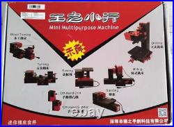 6 in 1 DIY Mini Motorized Wood Metal Lathe Miller Driller Grinder Sawing Machine