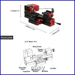 6 in 1 Mini Multipurpose Machine Wood Metal Lathe Milling Driller Tool Kit T1W6