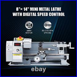 600W Mini Lathe Machine 8x14 Inch 2500rpm w Brushed Motor for Metalwork & More