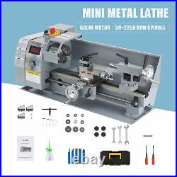 600W Mini Metal Lathe for Turning Cutting Drilling Threading 8x14 Inch 2500rpm