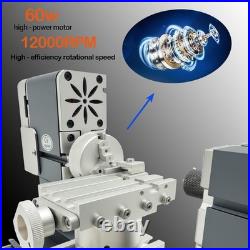 60W 12000RPM High Power Mini Metal Rotating Lathe, 4-axis desktop lathe machin
