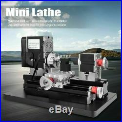 60W High Power Mini Metal Lathe Mill Woodworking DIY Model Making Craft 100-240V