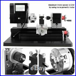 60W High Power Mini Metal Lathe Woodworking Machine Durable US Plug 100-240V S