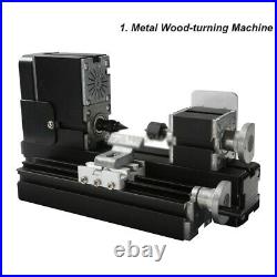 60W Metal 8 In 1 Mini Metal Lathe Machine Kit DIY Tools Woodworking Lathe 12000r