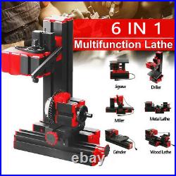 6In1 Mini Metal Lathe Tool Jigsaw Milling Lathe Drilling Sanding Machine US J7V0