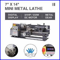 7 x 14 550W 3/4HP Mini Metal Lathe Metal Gear Digital Display Metalworking New