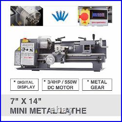 7 x 14 Auto Mini Metal Lathe Metalworking 550W Metal Gear Digital Display tet