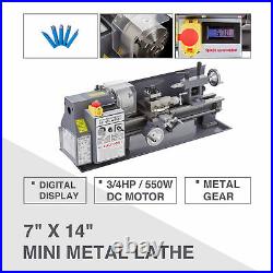 7 x 14 Mini Metal Lathe Machine 550W 2250 RPM DC Motor Metalworking Bench Top