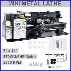 7 x 14 Mini Metal Lathe Machine 550W Variable Speed 2250 RPM DC Motor Driven