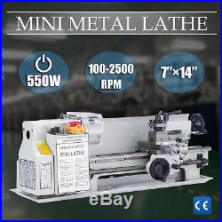 7 x 14Mini Metal Lathe Machine 550W Variable Speed 0-2500 RPM DC Motor Driven
