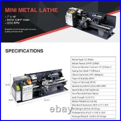 7 x 14Mini Metal Lathe Machine 550W Variable Speed 2250 RPM DC Motor Driven