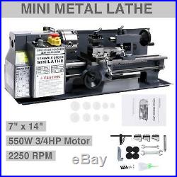 7 x 14Mini Metal Lathe Machine 550W Variable Speed 2250 RPM DC Motor Iron Body