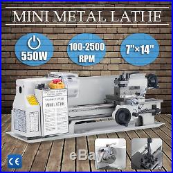 7 x 14Mini Metal Lathe Machine 550W Variable Speed with Heat-Treated Lathe Bed