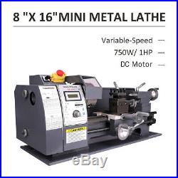 750w 8x16 Automatic Mini Metal Lathe Variable-Speed Wood Bench Tooling