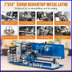 7X14 Mini Precision Wood Lathe 550W Metal Bench Lathe Turning Machine 2250 RPM