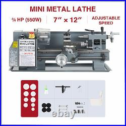 7x12 2250rpm Mini Lathe Benchtop Cutter w 550W Motor for Metal and Woodworking