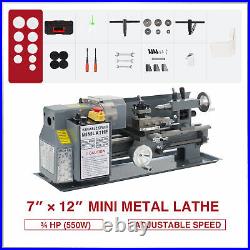 7x12 2250rpm Mini Lathe Machine for Turning Cutting Drilling Threading Metal