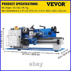 7x12 Mini Metal Lathe Metalworking Woodworking 110V 400W Infinitely Variable