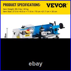 7x12 Precision Mini Metal Lathe, 550W Variable Speed 50-2500 RPM with Lamp