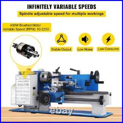 7x12in 400W 2250RPM Variable Speed Metal Lathe & Bench Top Mini Precision Lathe