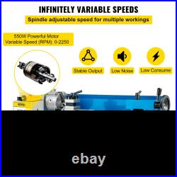 7x14 Mini Metal Lathe 0-2500 RPM Variable Speed with4 3-Jaw Chuck Benchtop