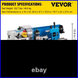 7x14 Mini Metal Lathe 0-2500 RPM Variable Speed with4 3-Jaw Chuck Benchtop