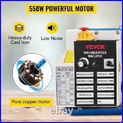 7x14 Mini Metal Lathe Machine Benchtop Digital 550W Variable Speed witha Lamp